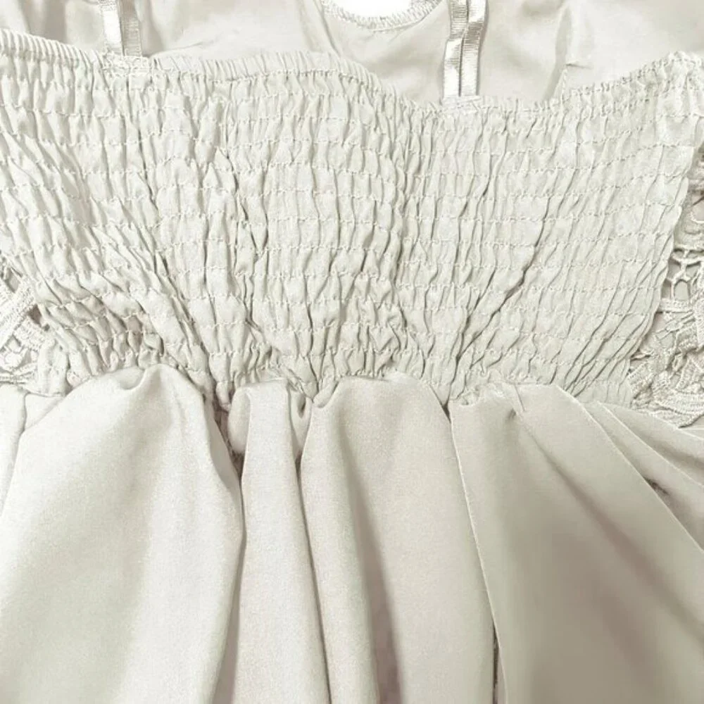 Bohemian‎ Lace Sleeveless Stretch Top White V-Neck NEW Sz XL - Picture 2 of 2